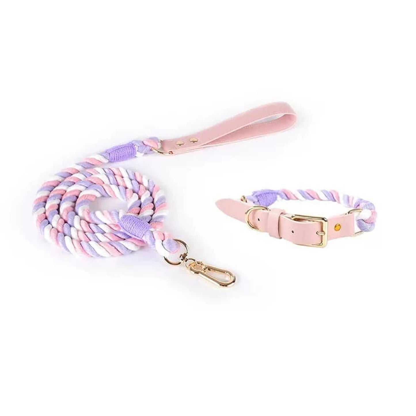 Luxe Royal Leather Rope Leash and Collar Set - Size: | Pack Of: 1