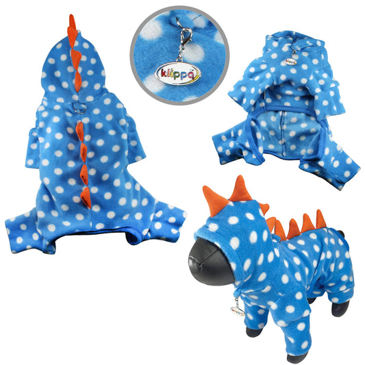 Polka Dots DINO Fleece Hooded Pajamas