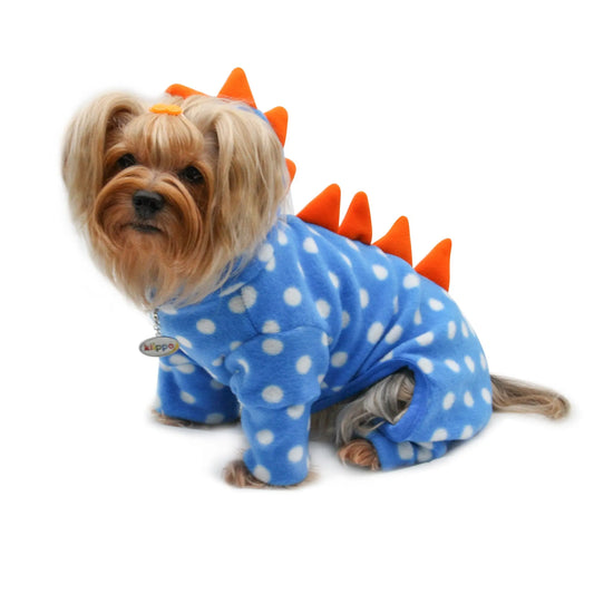 Polka Dots DINO Fleece Hooded Pajamas